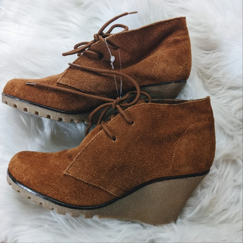 Desert Suede Wedge Booties Ankle Boots Anthropologie Kelsi Dagger 6